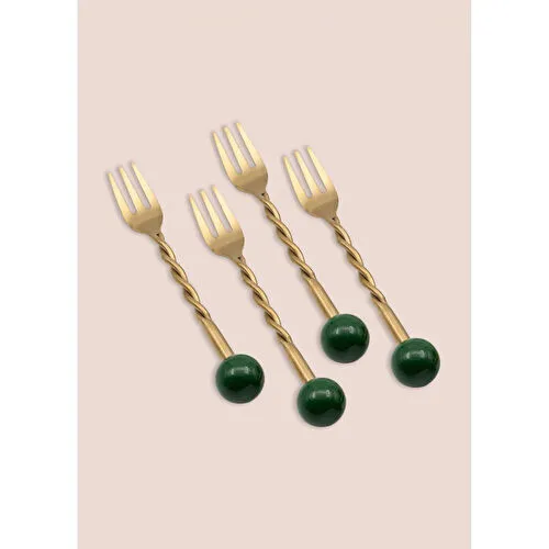 The Mia Globe Kek Çatalı Yeşil 4 Parça