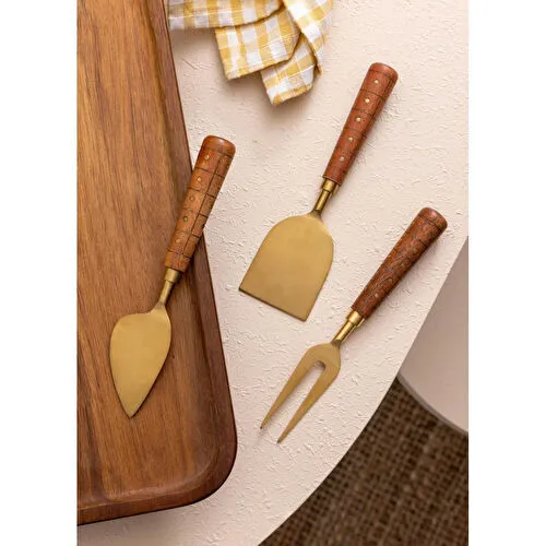 The Mia Wood Peynir Servis Takımı 3 Parça