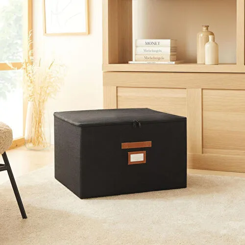 Ocean Home Textile Siyah Renk Jüt Destekli Kutu Hurç 48 X 40 X 30 Cm