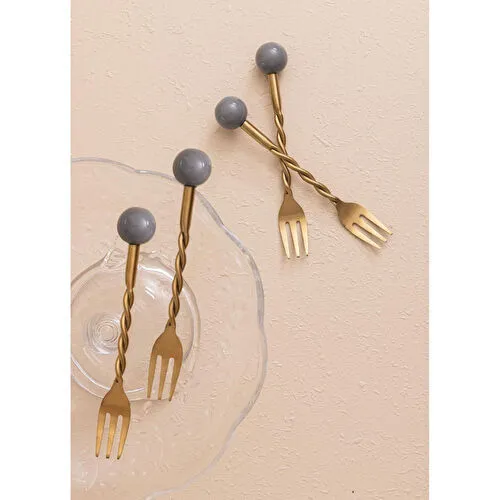 The Mia Globe Kek Çatalı Gri 4 Parça