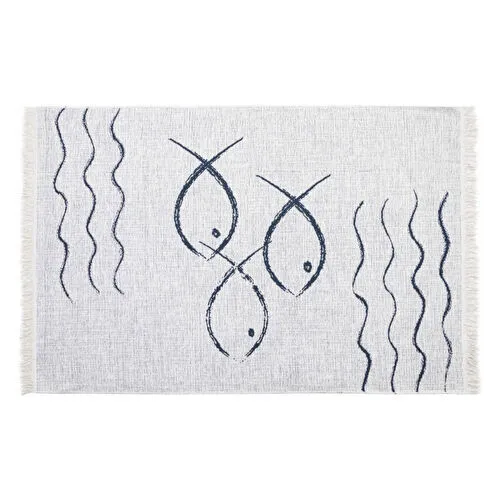 Mudo Home Larissa Fish Çi̇ft Tarafli Hali Laci̇vert Beyaz 120x180