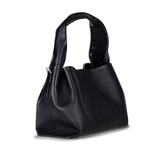 Bloominbag Marella Soft City Noir Black Leather Shoulder Bag / Deri Omuz Çantası