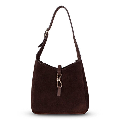 Bloominbag Ravello Cimbrone Chestnut Brown Suede Shoulder Bag / Deri Omuz Çantası