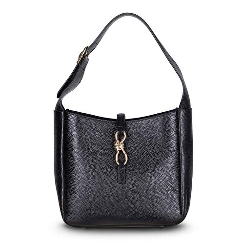 Bloominbag Ravello Cimbrone Noir Black Leather Shoulder Bag / Deri Omuz Çantası