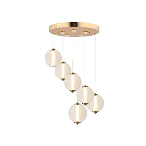 Apliqa Penny 108 Watt 6'lı Yuvarlak Bakır Tekli Led Sarkıt Avize