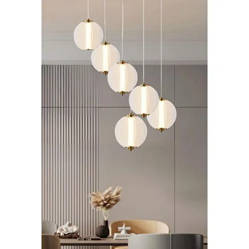 Apliqa Penny 108 Watt 6'lı Yuvarlak Bakır Tekli Led Sarkıt Avize