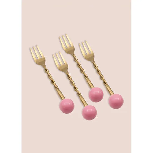 The Mia Globe Kek Çatalı Pembe 4 Parça