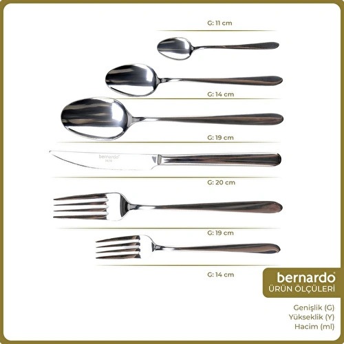 Bernardo Glare 36 Parça Çatal Kaşık Bıçak Seti Bernardo Glare 36 Parça Çatal Kaşık Bıçak Seti