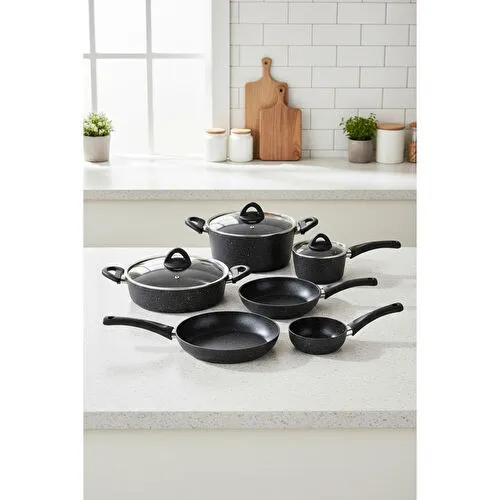 Bernardo Melcor 9 Parça Granit Tencere Seti Siyah