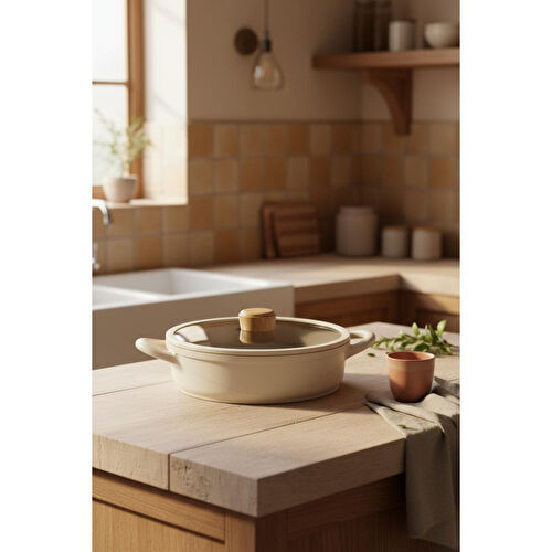 Bernardo Arista 5 Parça Seramik Döküm Tencere Seti Fildişi