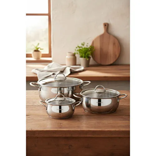Bernardo Monde 6 Parça Yarı Küre Çelik Tencere Seti