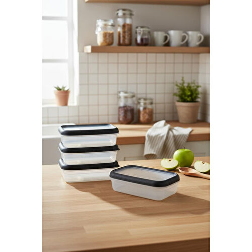 Bernardo Hide Plus 4'lü Saklama Kabı 700 Ml Siyah