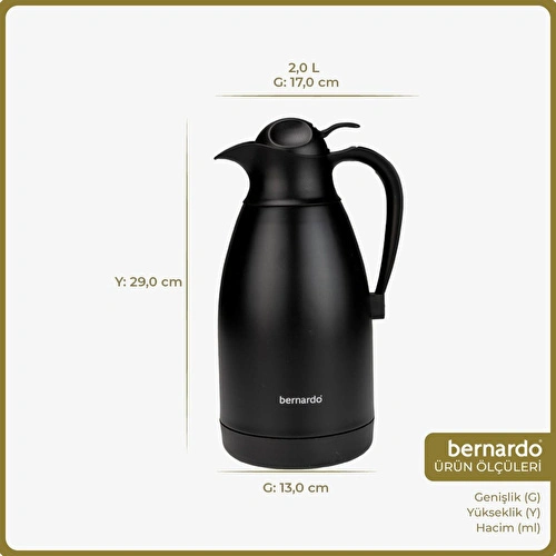 Bernardo Grandio Çelik Termos Siyah 2 Litre Bernardo Grandio Çelik Termos Siyah 2 Litre