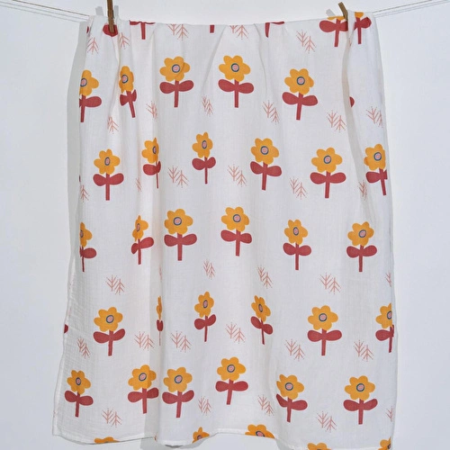 Itsy Bitsy Kids Big Flower Lemon, Müslin Bebek Örtüsü , 70x70 Cm