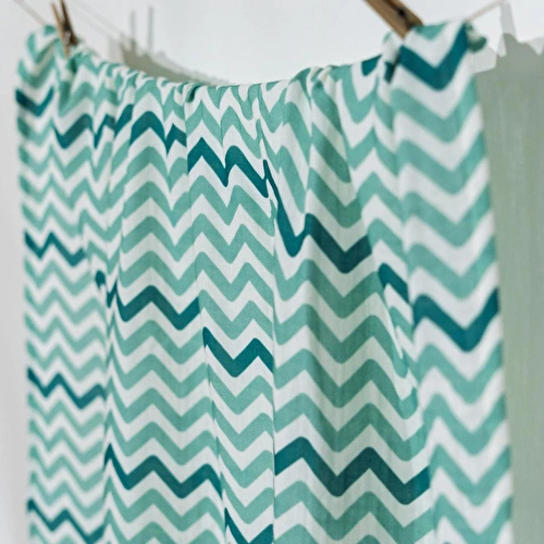 Itsy Bitsy Kids Big Flower Green Zigzag , Müslin Bebek Örtüsü ,70x70 Cm