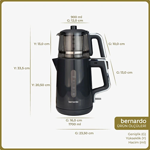 Bernardo Venedik Cam Demlikli Çay Makinesi Gri Bernardo Venedik Cam Demlikli Çay Makinesi Gri