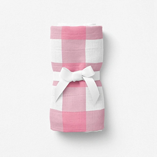 Itsy Bitsy Kids Bird Of Life Pink Check , Müslin Bebek Örtüsü , 100x100 Cm