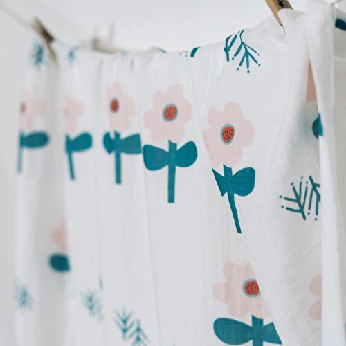 Itsy Bitsy Kids Big Flower Blossom, Müslin Bebek Örtüsü , 100x100 Cm