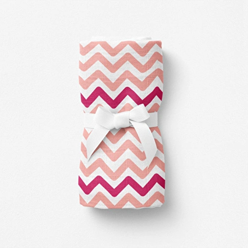 Itsy Bitsy Kids Big Flower Pink Zigzag , Müslin Bebek Örtüsü , 100x100 Cm