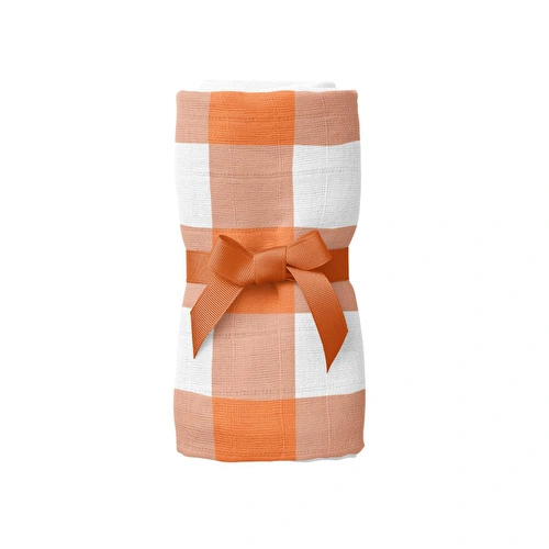 Itsy Bitsy Kids Bird Of Life Orange Check , Müslin Bebek Örtüsü , 100x100 Cm