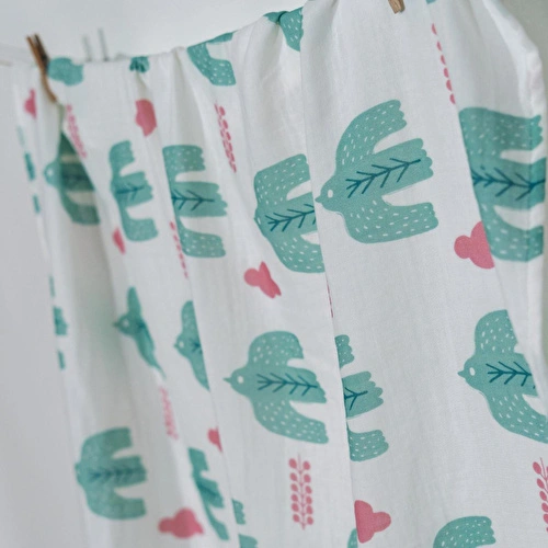 Itsy Bitsy Kids Bird Of Life Mint , Müslin Bebek Örtüsü , 100x100 Cm