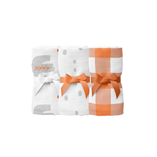 Itsy Bitsy Kids Bird Of Life Gri , Müslin Ağız Mendili , 40x40 Cm 6'lı Set