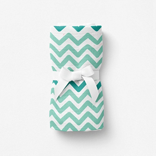 Itsy Bitsy Kids Big Flower Green Zigzag , Müslin Bebek Örtüsü ,100x100 Cm