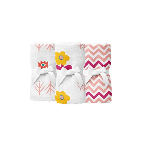 Itsy Bitsy Kids Big Flower Lemon , Müslin Ağız Mendili , 40x40 Cm 6'lı Set