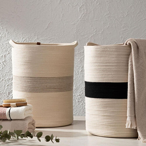 Mudo Home Venus Çamaşir Sepeti̇ Bej Ekru 35x35x45