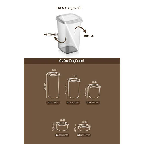 Vienev Etiketli 15'li Set Bakliyat Saklama Kabı Beyaz