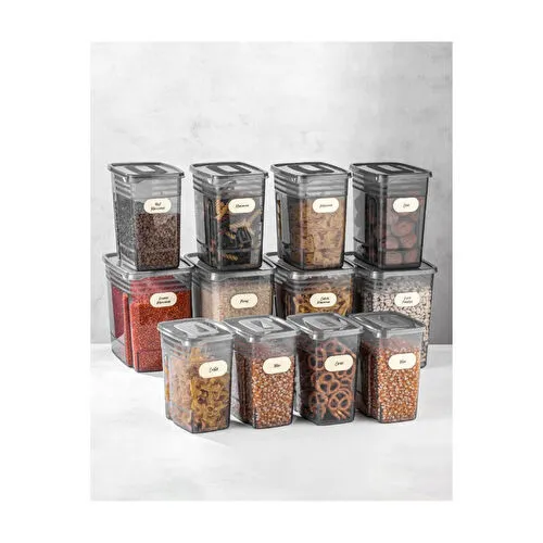 Vienev Etiketli 12li Set Strip Mega Boy Erzak Saklama Kabı 4x(1,25 Litre, 2 Litre, 3,5 Litre) Antrasit Vienev Etiketli 12li Set Strip Mega Boy Erzak Saklama Kabı 4x(1,25 Litre, 2 Litre, 3,5 Litre) Antrasit