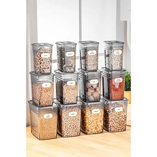 Vienev Etiketli 12li Set Strip Mega Boy Erzak Saklama Kabı 4x(1,25 Litre, 2 Litre, 3,5 Litre) Antrasit Vienev Etiketli 12li Set Strip Mega Boy Erzak Saklama Kabı 4x(1,25 Litre, 2 Litre, 3,5 Litre) Antrasit