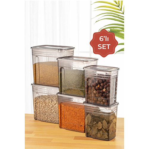 Vienev 6'lı Baharat Etiketli Strip Mega Boy Erzak Saklama Kabı 2x(5,5 3,5 2 Litre) Antrasit Vienev 6'lı Baharat Etiketli Strip Mega Boy Erzak Saklama Kabı 2x(5,5 3,5 2 Litre) Antrasit
