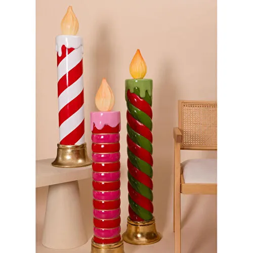 The Mia Dekoratif Led Işıklı Mum 25x25x113 Cm