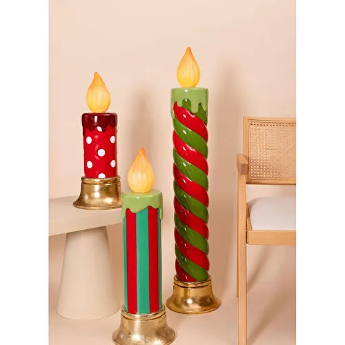 The Mia Dekoratif Led Işıklı Mum 25x25x74 Cm