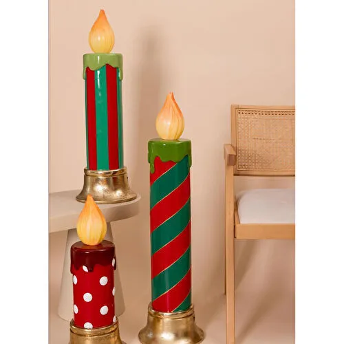 The Mia Dekoratif Led Işıklı Mum 25x25x74 Cm