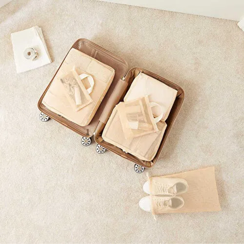 Ocean Home Textile 6'lı Bej Renk File Bavul İçi Düzenleyici Set