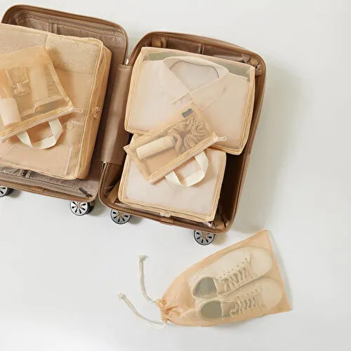 Ocean Home Textile 6'lı Bej Renk File Bavul İçi Düzenleyici Set