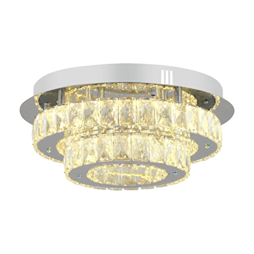 Apliqa Ardenia 2 Katlı Krom 3 Renkli 70 Watt Kristalli Ledli Modern Salon Led Büyük Avize