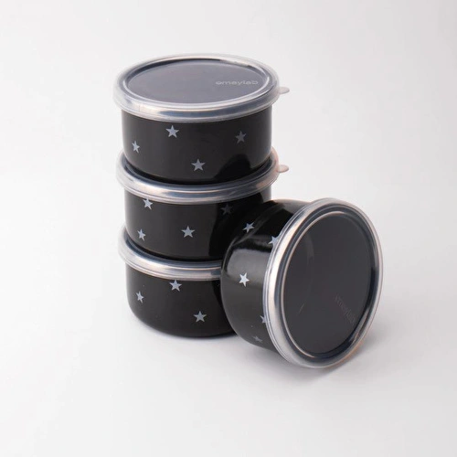 Emaylab Star Emaye 4’lü Kapaklı Çerezlik, Kahvaltılık, Reçellik, Zeytinlik, Sunumluk Seti 8cm 200 Ml