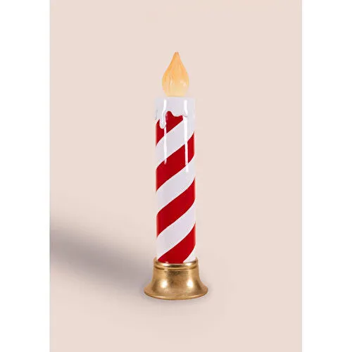 The Mia Dekoratif Led Işıklı Mum Kırmızı Beyaz 25x25x89 Cm