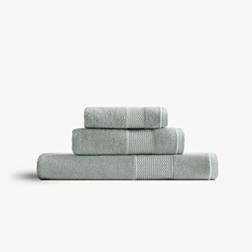 Green Black Lara 3'lü Havlu Seti %100 Pamuk Bordürlü Yeşil