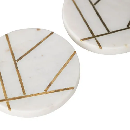 Mudo Home Brass Mermer Bardak Altliği Seti̇ - 2li̇