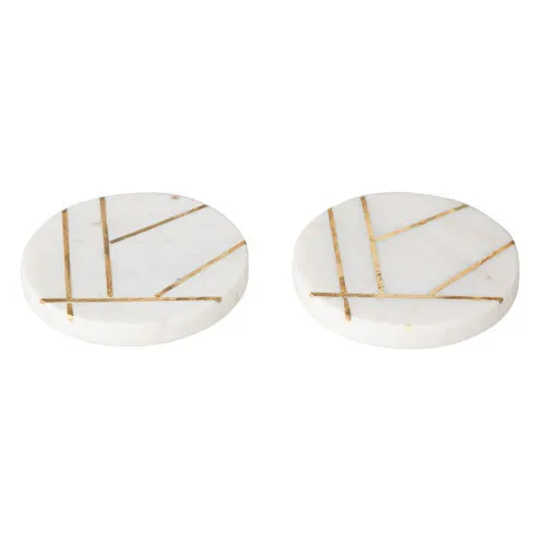 Mudo Home Brass Mermer Bardak Altliği Seti̇ - 2li̇