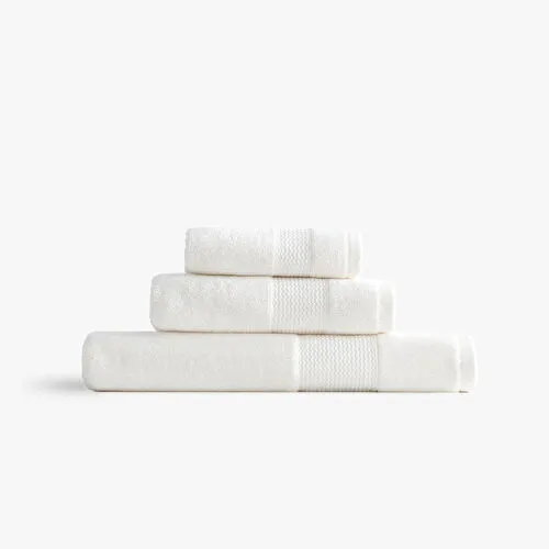 Green Black Lara 3'lü Havlu Seti %100 Pamuk Bordürlü Krem