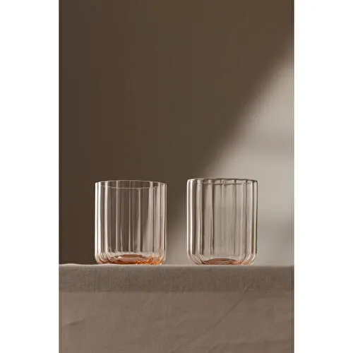 Rakle Flower El Yapımı Kendinden Renkli 2'li Su Bardağı Seti Pembe 450 Cc