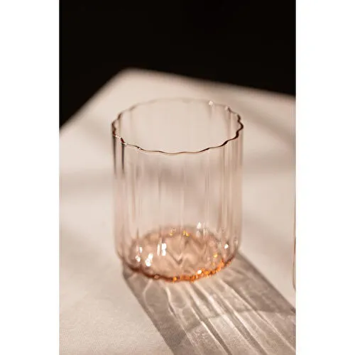 Rakle Flower El Yapımı Kendinden Renkli 2'li Su Bardağı Seti Pembe 450 Cc