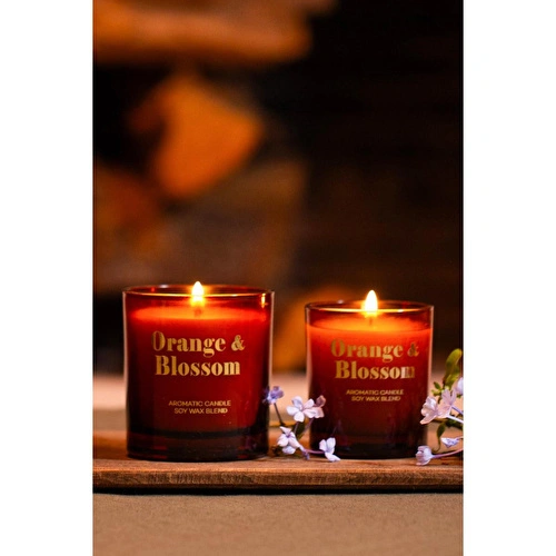 Rakle Glam Orange Blossom Portakal Çiçeği Kokulu 2'li Mum Seti Turuncu 120 Gr - 200 Gr