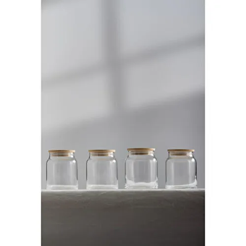 Rakle Pure Bambu Kapaklı 4'lü Cam Kavanoz Seti 290 Cc