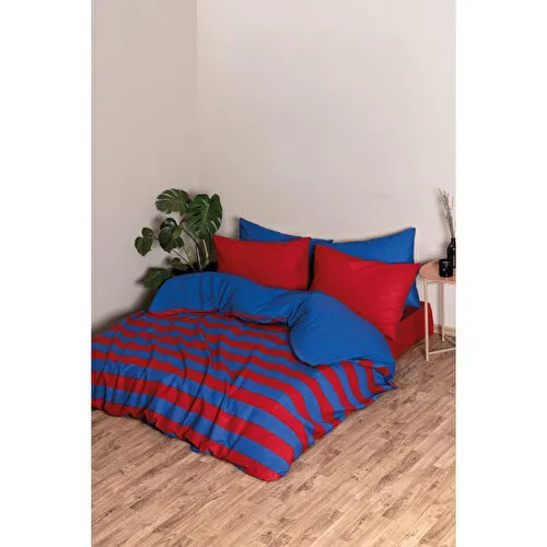 Cozy Home Popping Colors Çift Kişilik Lastikli Çarşaflı Nevresim Takımı Blaze Kırmızı